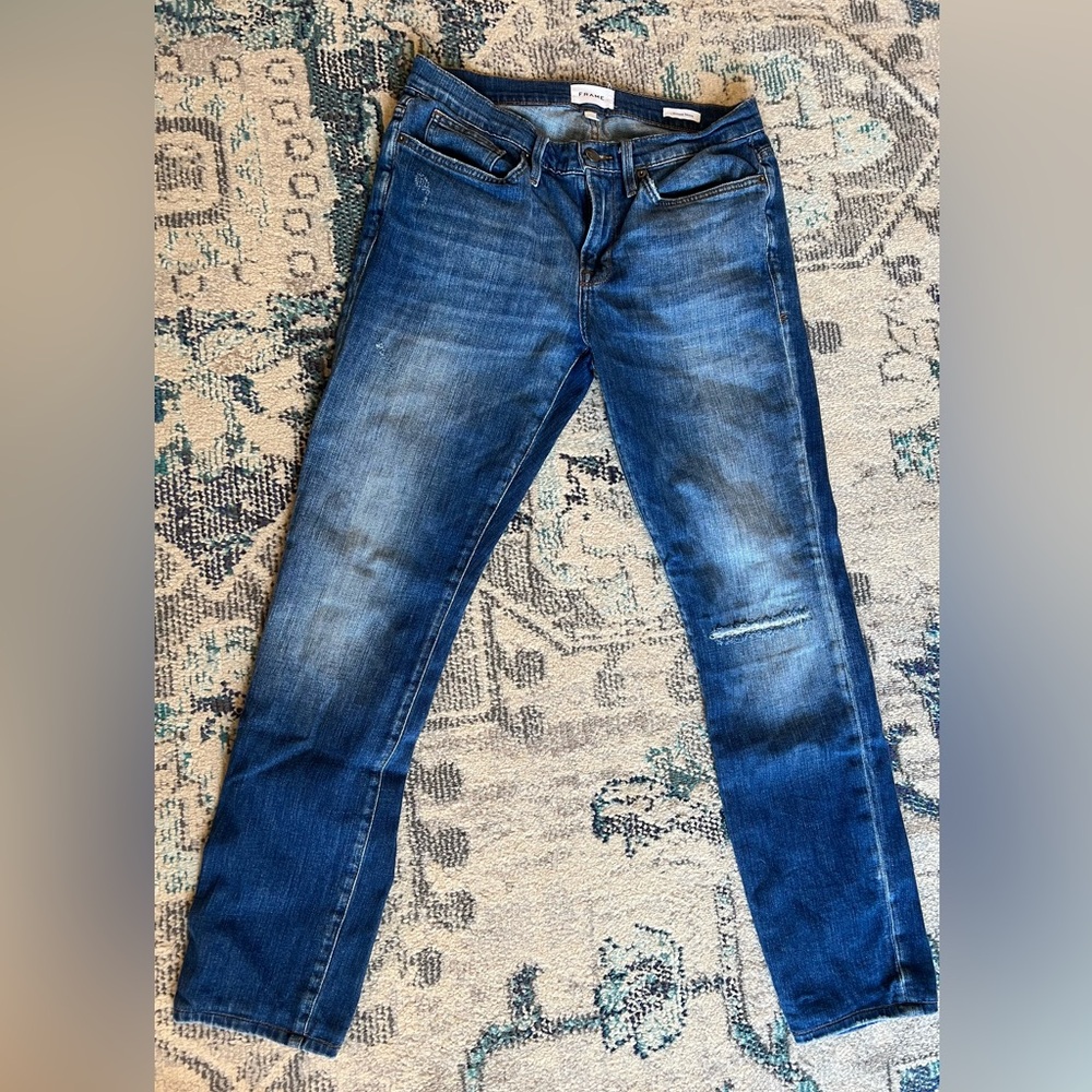 Frame Denim Men's Distressed Blue Skinny Jeans